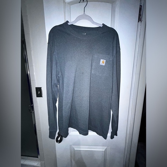 1/2 off week w ♥️ Carhartt Long Sleeve gray with spell out L - Picture 1 of 4